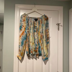 NWOT Tie Dye Peasant Blouse